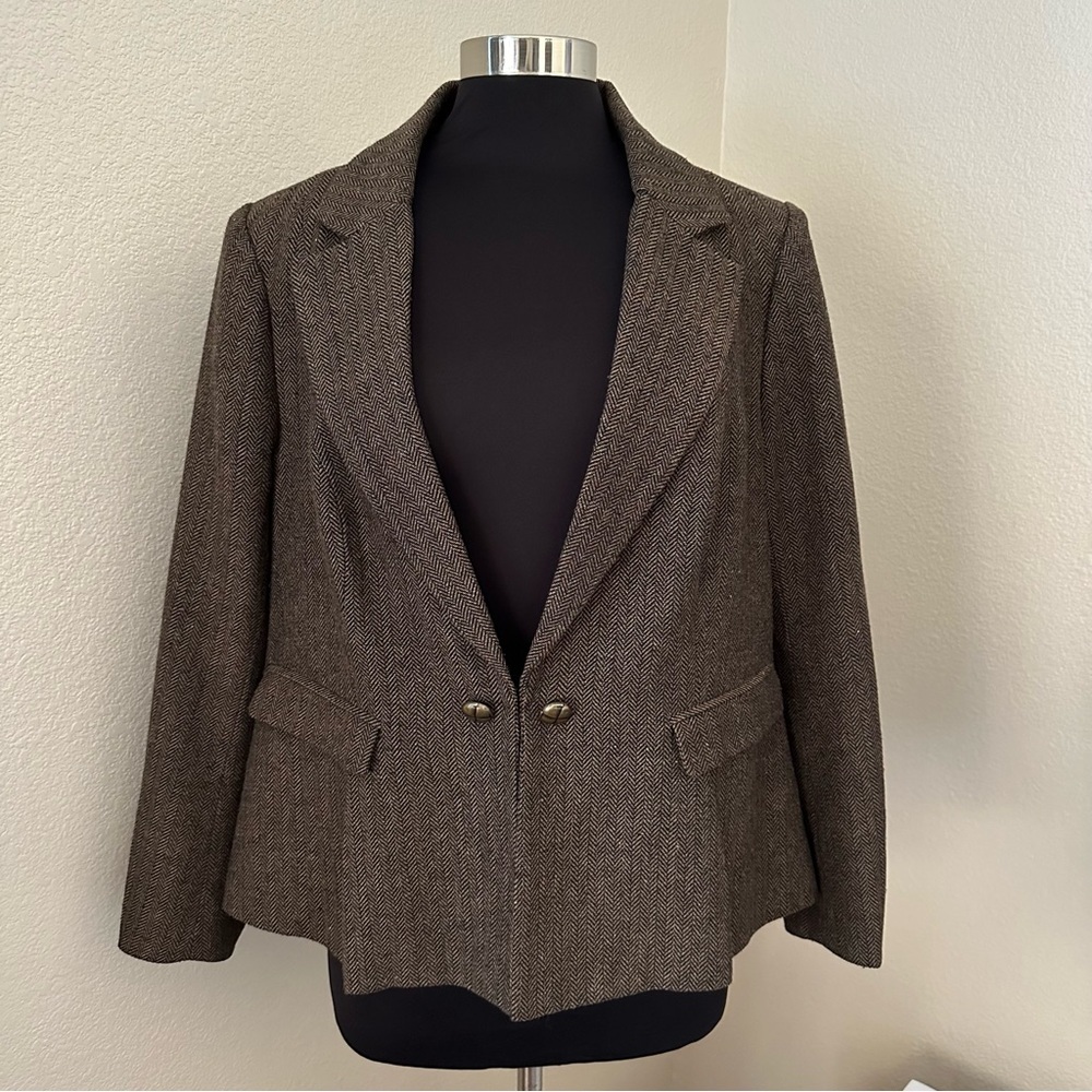 Modcloth Brown Herringbone Blazer